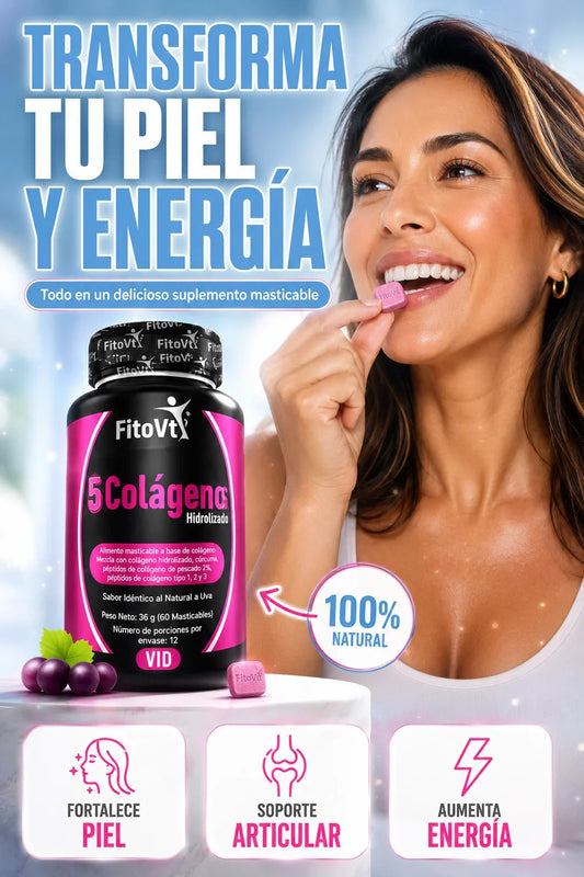 5 Colagenos en 1 Hidrolizado Masticable
